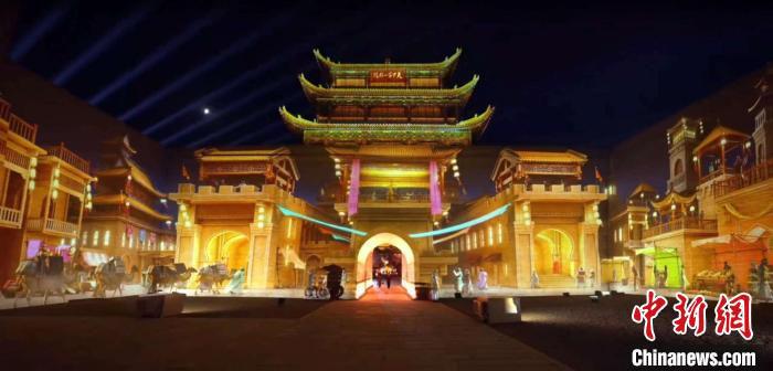 2024年7月15日，甘肅嘉峪關(guān)開啟“夜游”模式。圖為夜游燈光劇《天下嘉峪關(guān)》光影效果。(甘肅嘉峪關(guān)關(guān)城景區(qū)供圖)