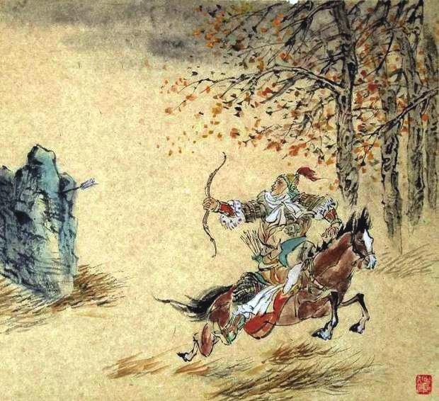 “林暗草驚風(fēng)，將軍夜引弓。”畫(huà)作