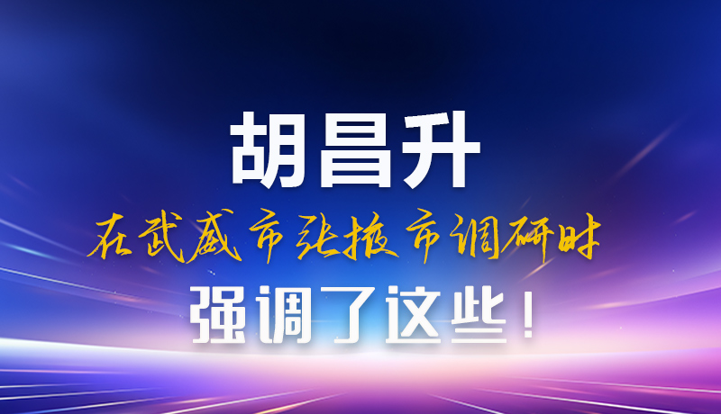 圖解|胡昌升在武威市張掖市調研時強調這些！
